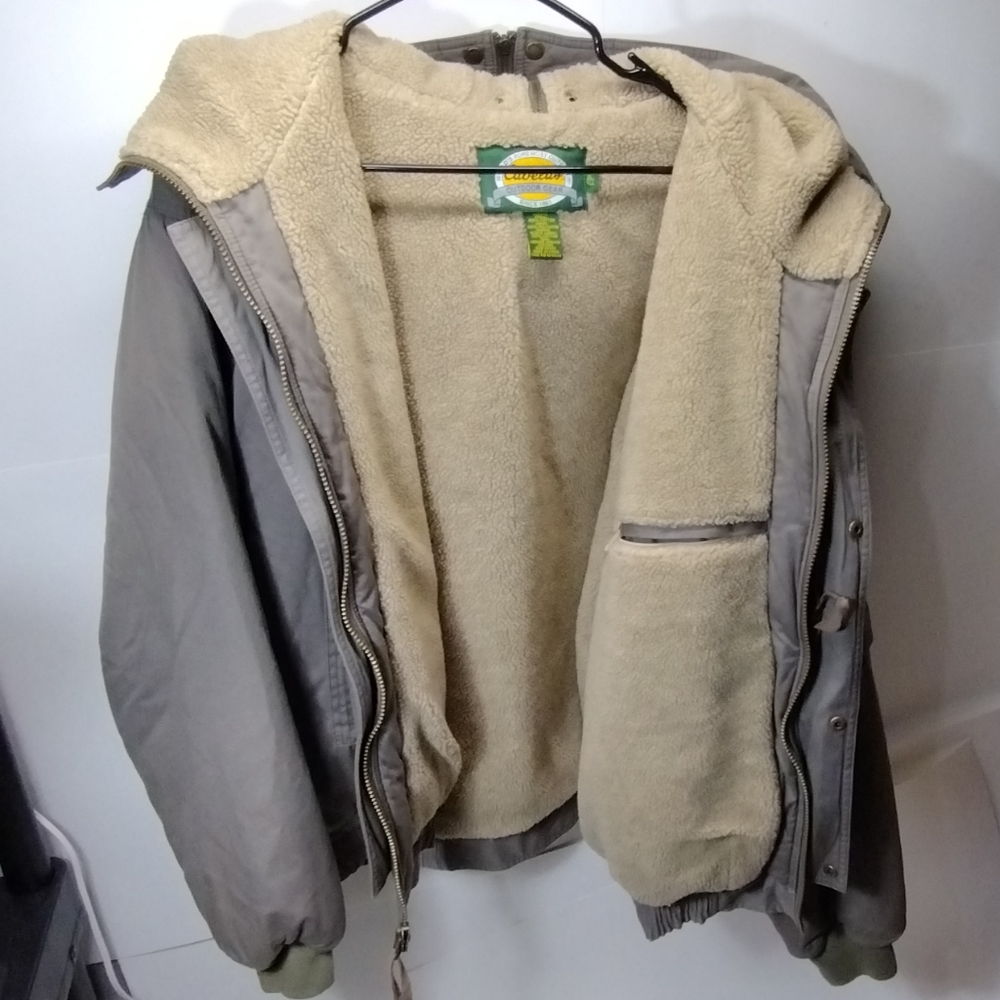 Cabela's Grey Thinsulate Winter Coat l Xl Tall l Sherpa 100% Cotton l Zipup Hood - Picture 2 of 13